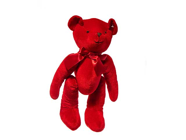 Orsetto velluto 40cm rosso n23404