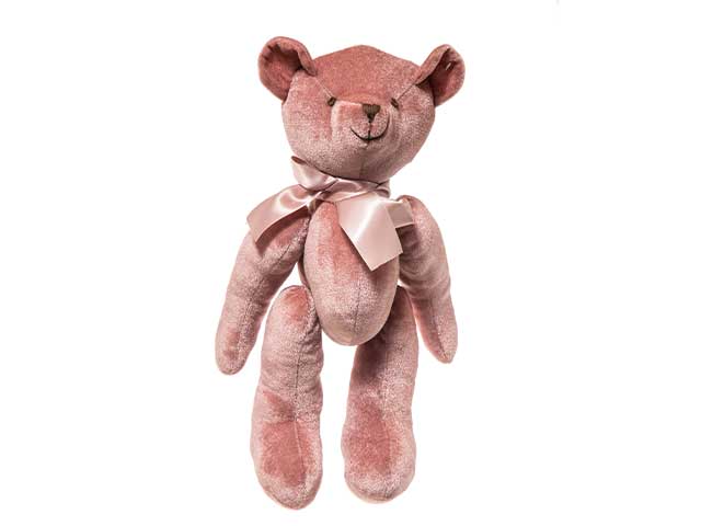 orsetto velluto 40cm rosa n23404