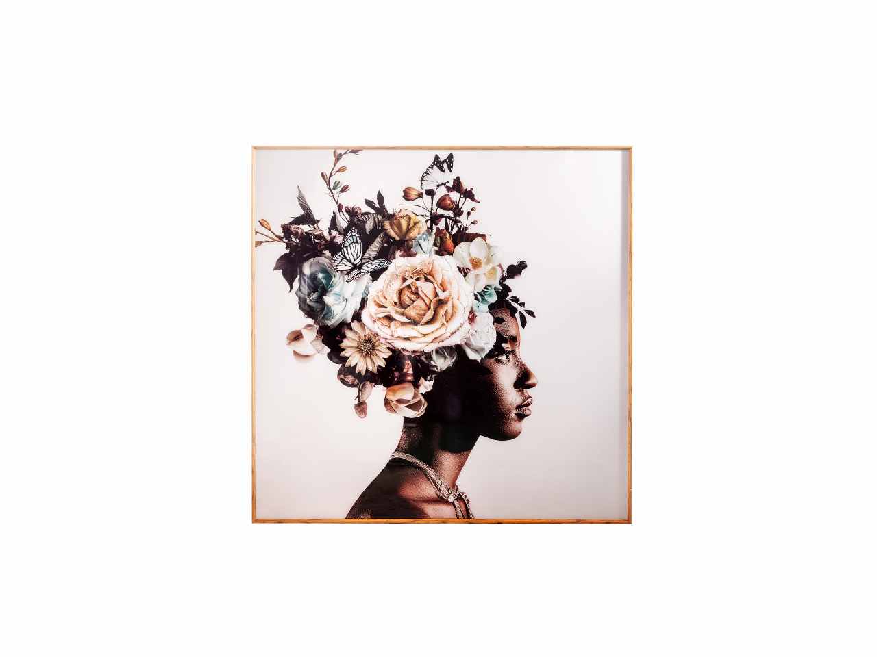 quadro donna con fiori 120x120cm a24860