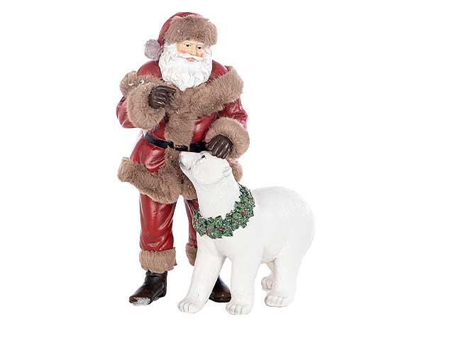 Babbo natale resina c/orso n24731