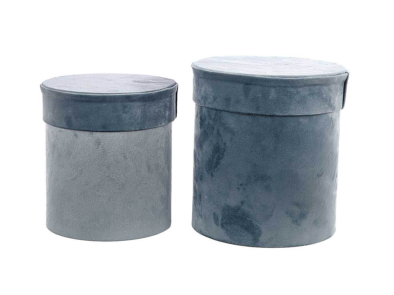 Scatola velluto 2pz tonda blu n21446