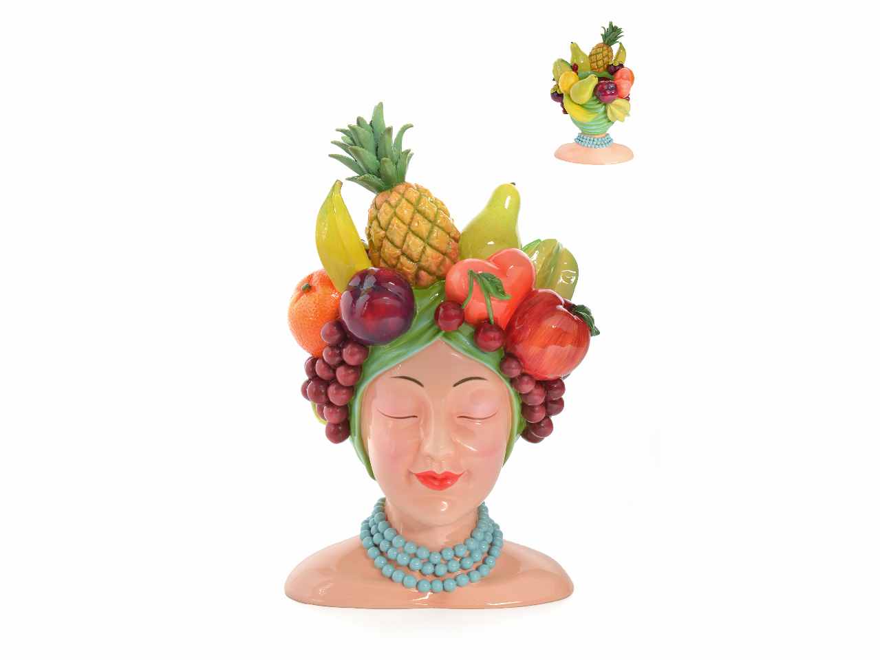 testa donna con frutta 23x21x36,5cm a26947