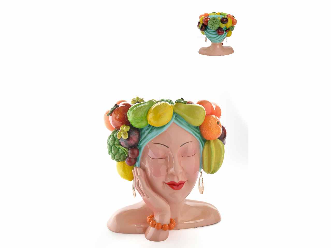 testa donna con frutta 27x24x29cma26948