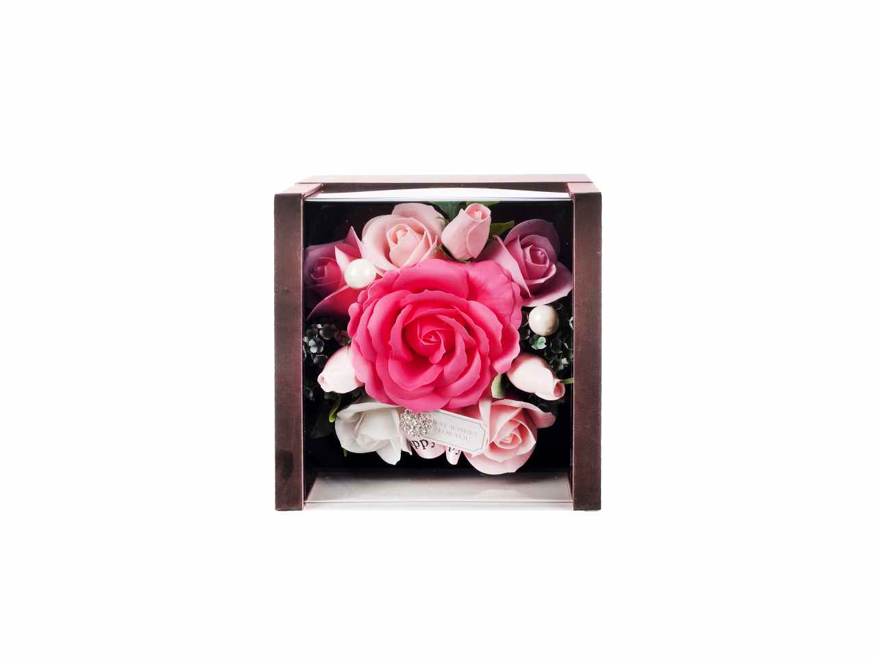 Scatola regalo fiori rosa 17,5x18x16cm a26992
