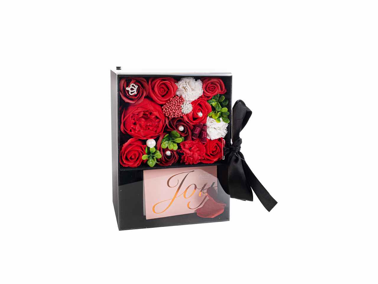 scatola regalo fiori rossi 24,5x17x10cm a26993