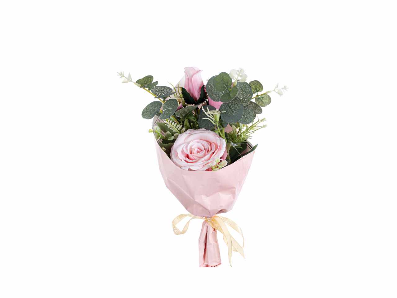 Bouquet rose incartato 40cm rosa a26648
