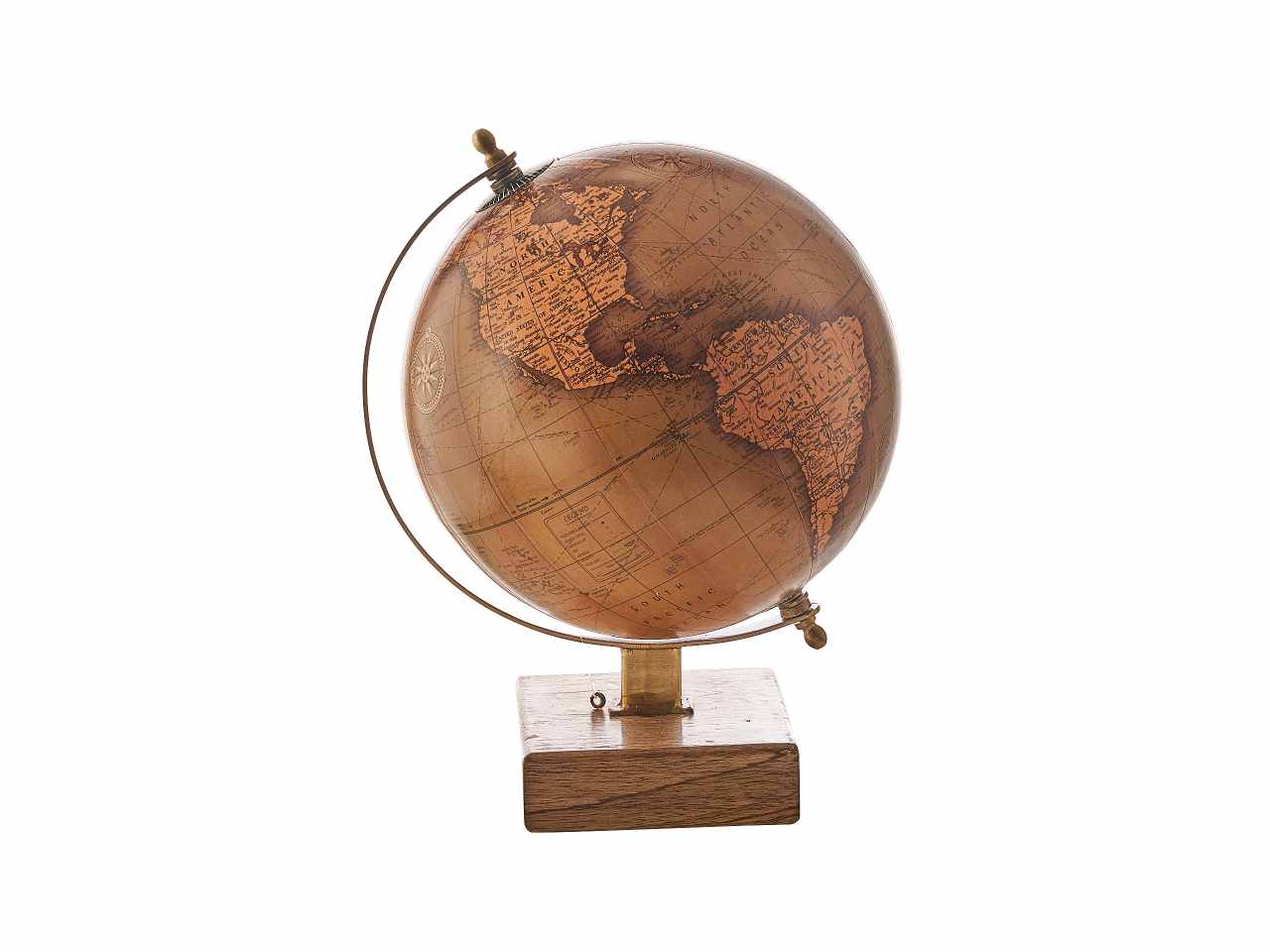 mappamondo decorativo marrone d.20xh.28cm