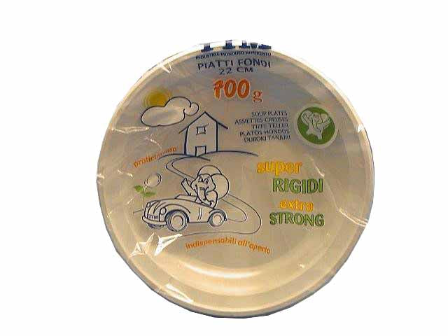 Piatti fondi plastica bianca 700gr d22
