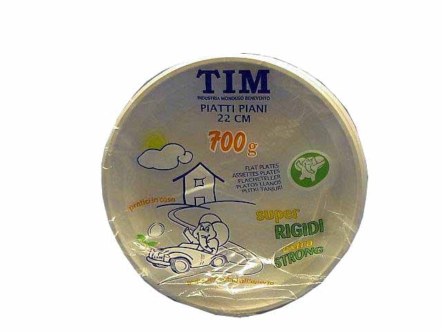 Piatti piani plastica bianca 700gr d22