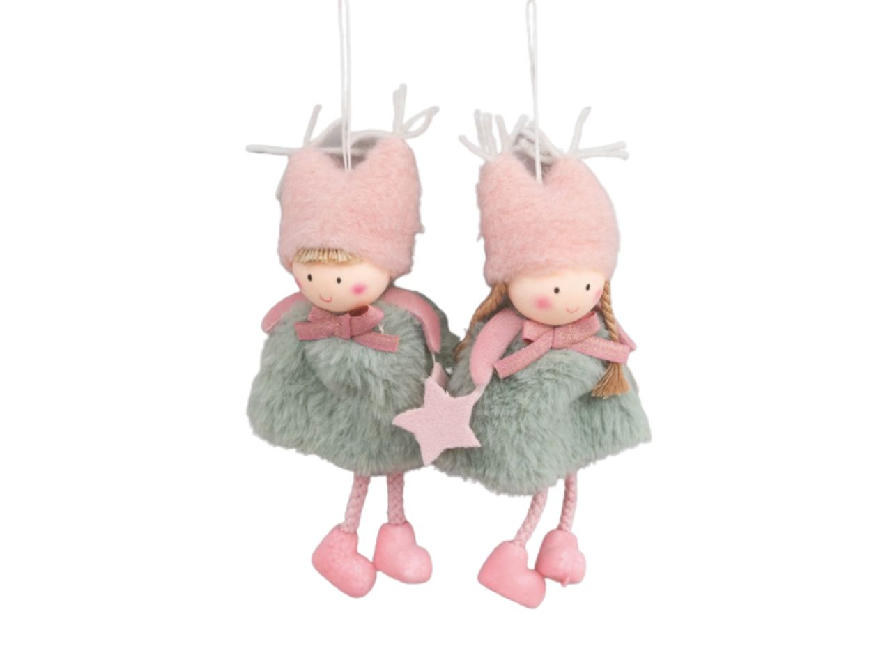 Bambola di natale rosa in poliestere 20cm