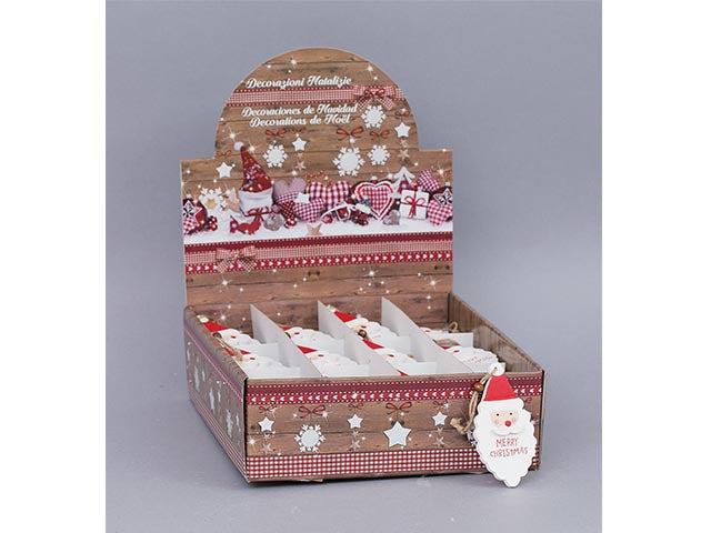 pendente natalizio viso babbo in legno 12cm