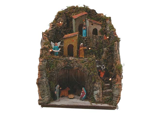 Presepe 24,5x19,5x30cm con luci/9 sog.5cm pr-23136