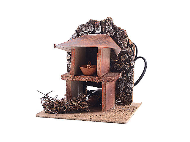 Accessorio per presepe, forno legno 15x17cm con fuoco elet.pr-24187