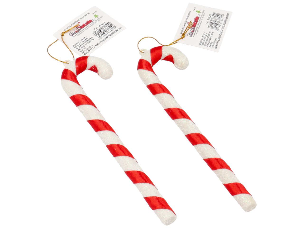 Pendente natalizio bastone glitterato 17cm $