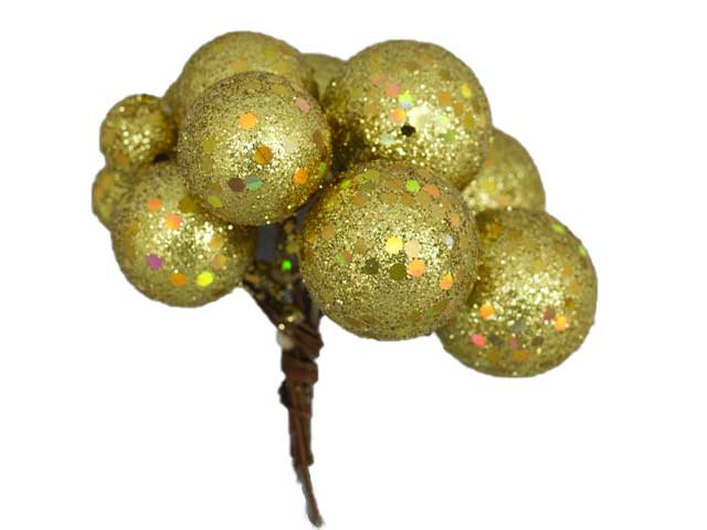 Pick bacche oro glitter 20-30mmap-47348