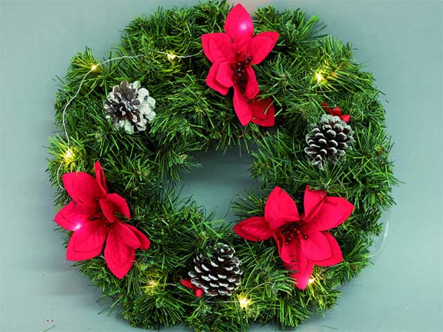 dietroporta 35cm con pigne/stelle natale con 10 led ap-47615
