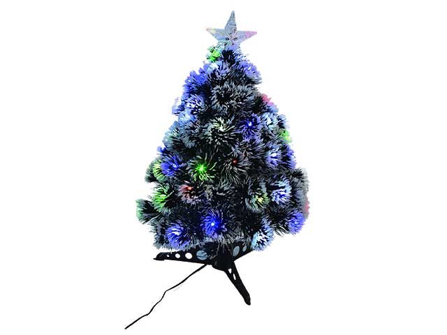 Alberello natalizio con luci fibre ottiche verde 60cm