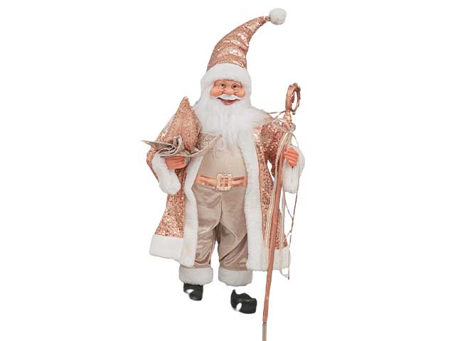 babbo natale 60cm rosa con paillettes el-76123