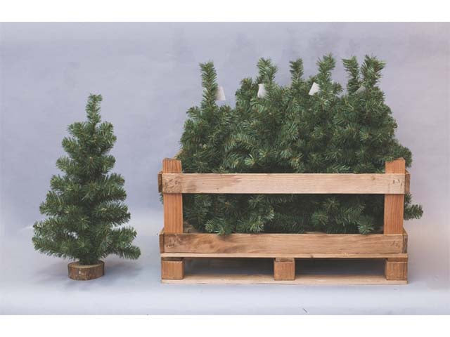 Alberello di natale verde in pvc 60cm in cassetta di legno