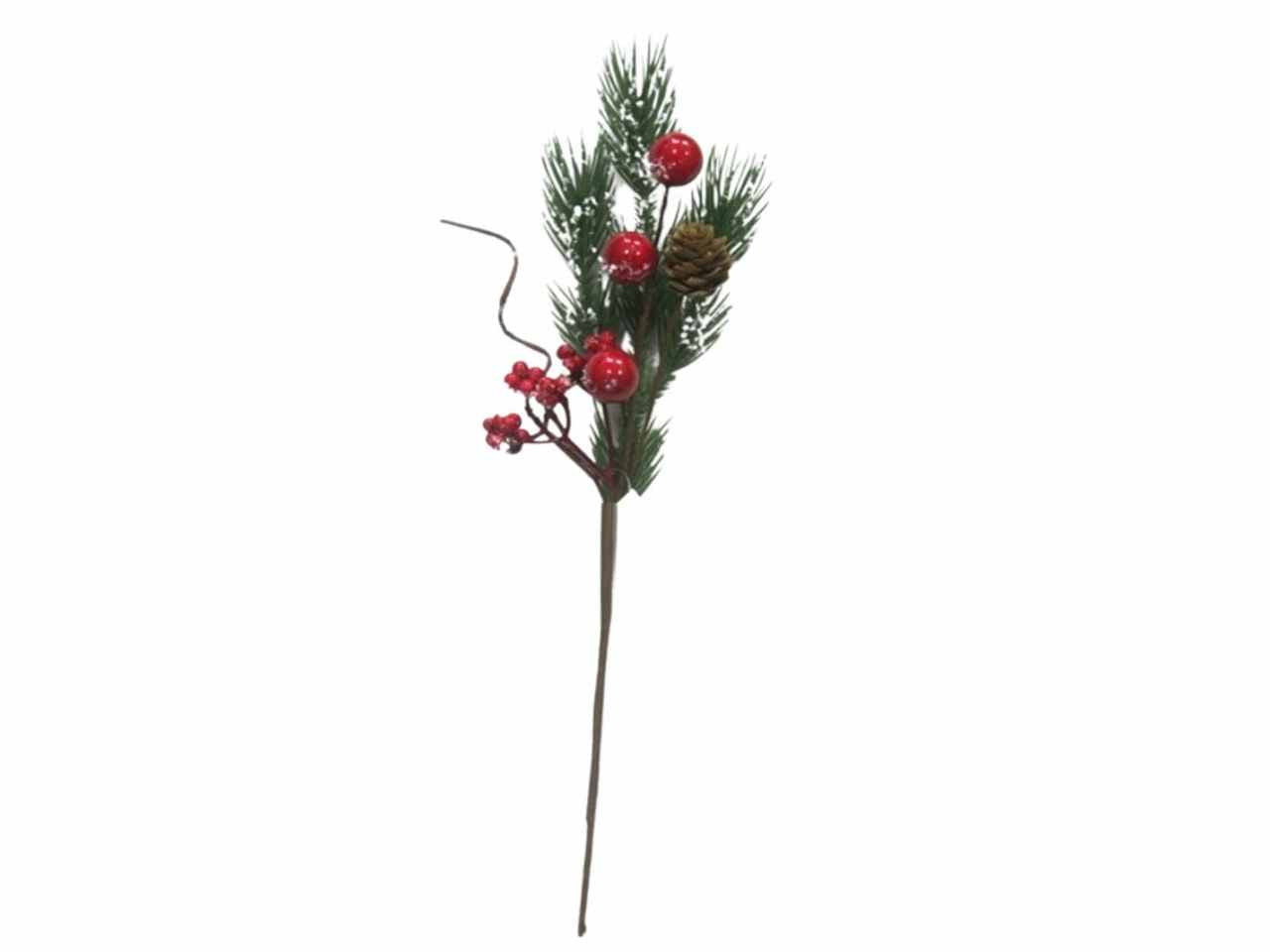 Rametto aghi pino c/bacche rosse 35x13cm