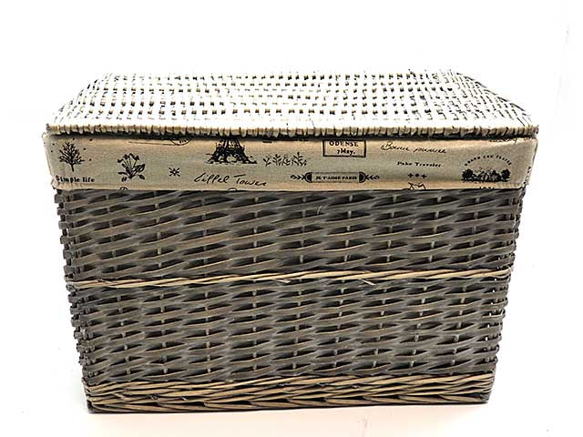 Cesta legno rettangolare c/stoffa 3 pezzi