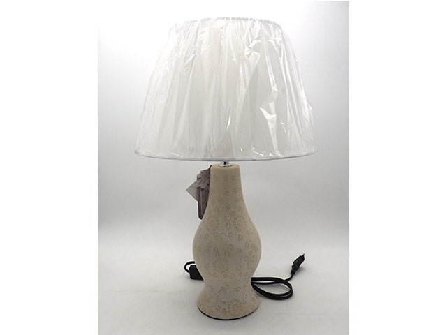 lampada vasetto h.33,5xd.12cm con cappa h.20x30cm avorio e crema