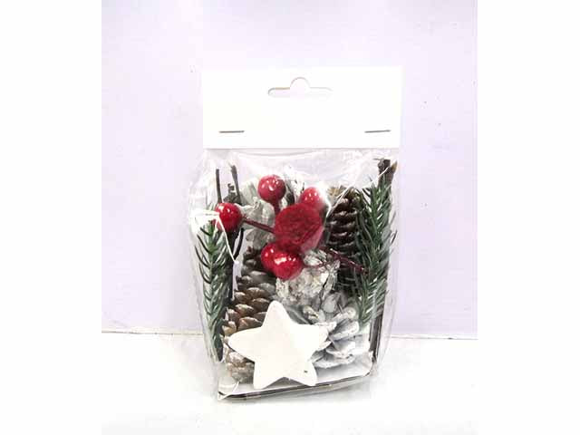 Legni c/pigne/stelle+bacche rosse