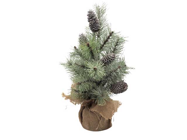Alberello di natale senza luci pino con pigne 50cm diametro 32cm