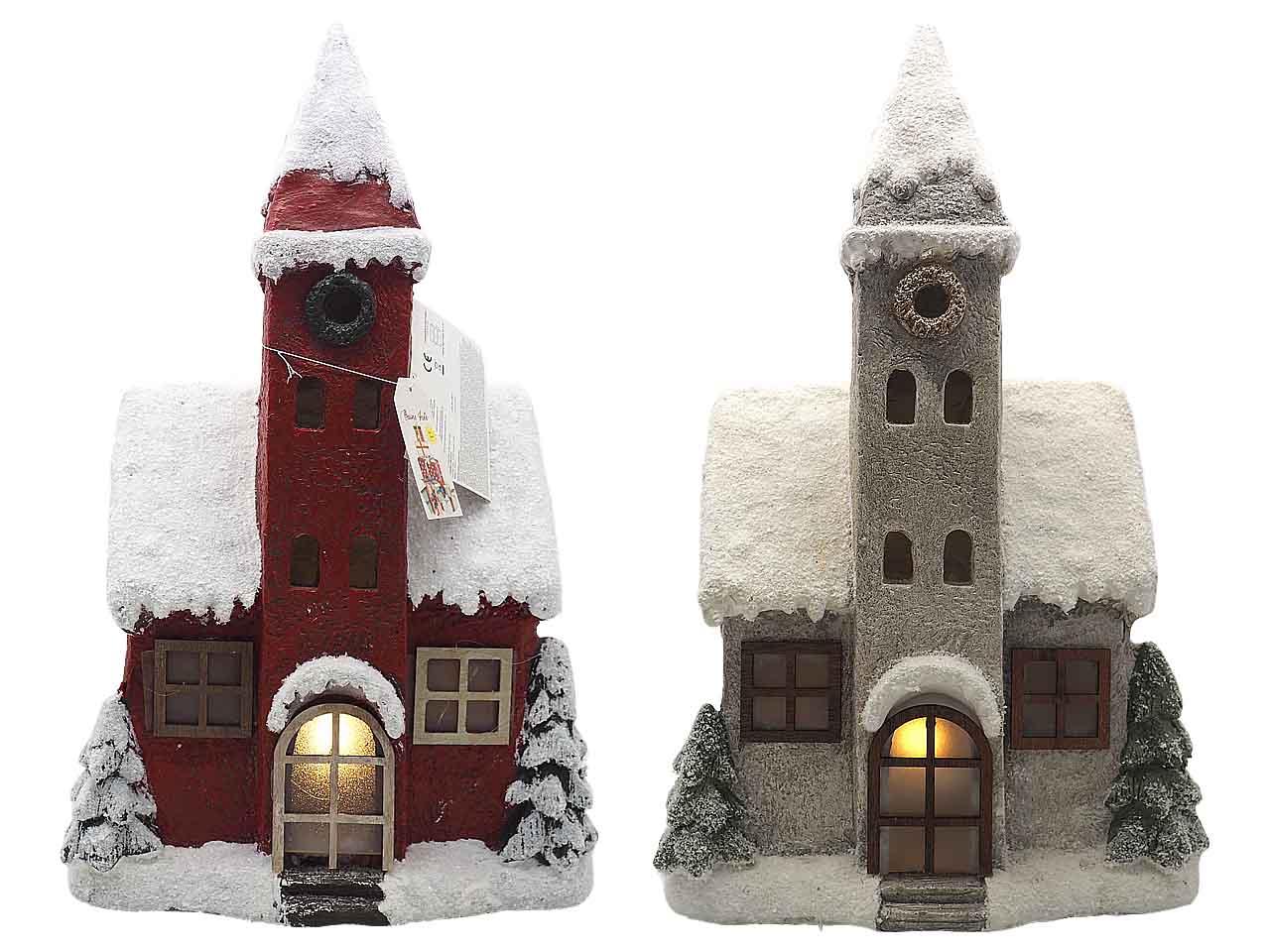 Casa nevata con luce-musica h.51x31x19cm