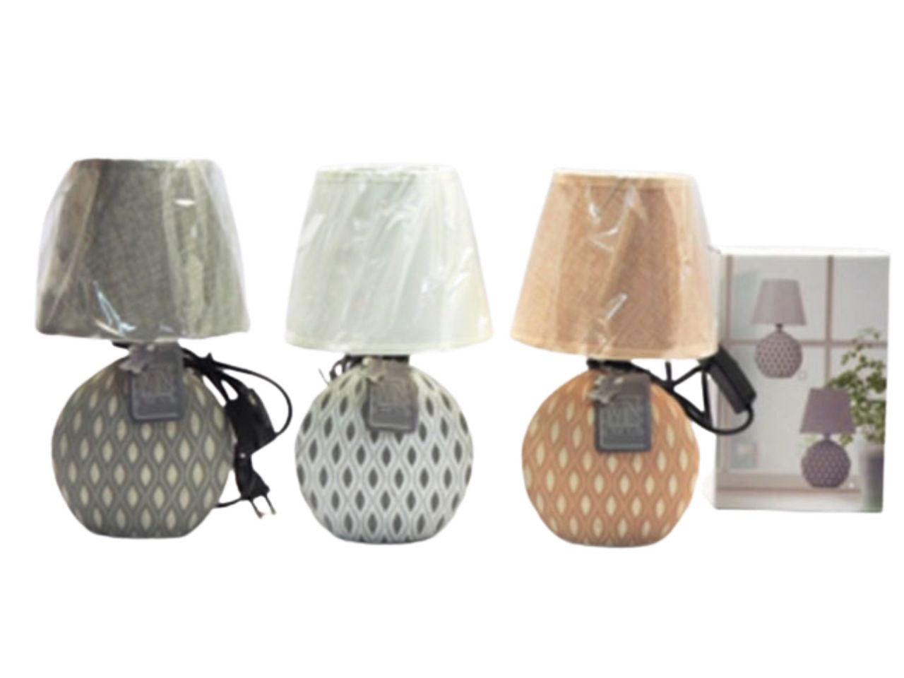 lampada rotonda con disegno gocce h.20x12,5x6,5cm. con cappa h.12xd.15cm