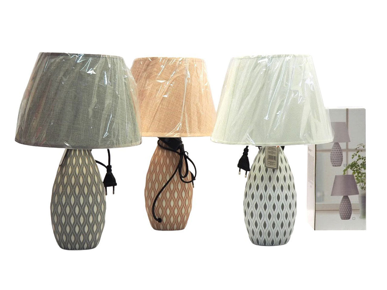 lampada ovale disegno gocce h.27,5x11x8,5cm con cappa h.17,5xd.25cm