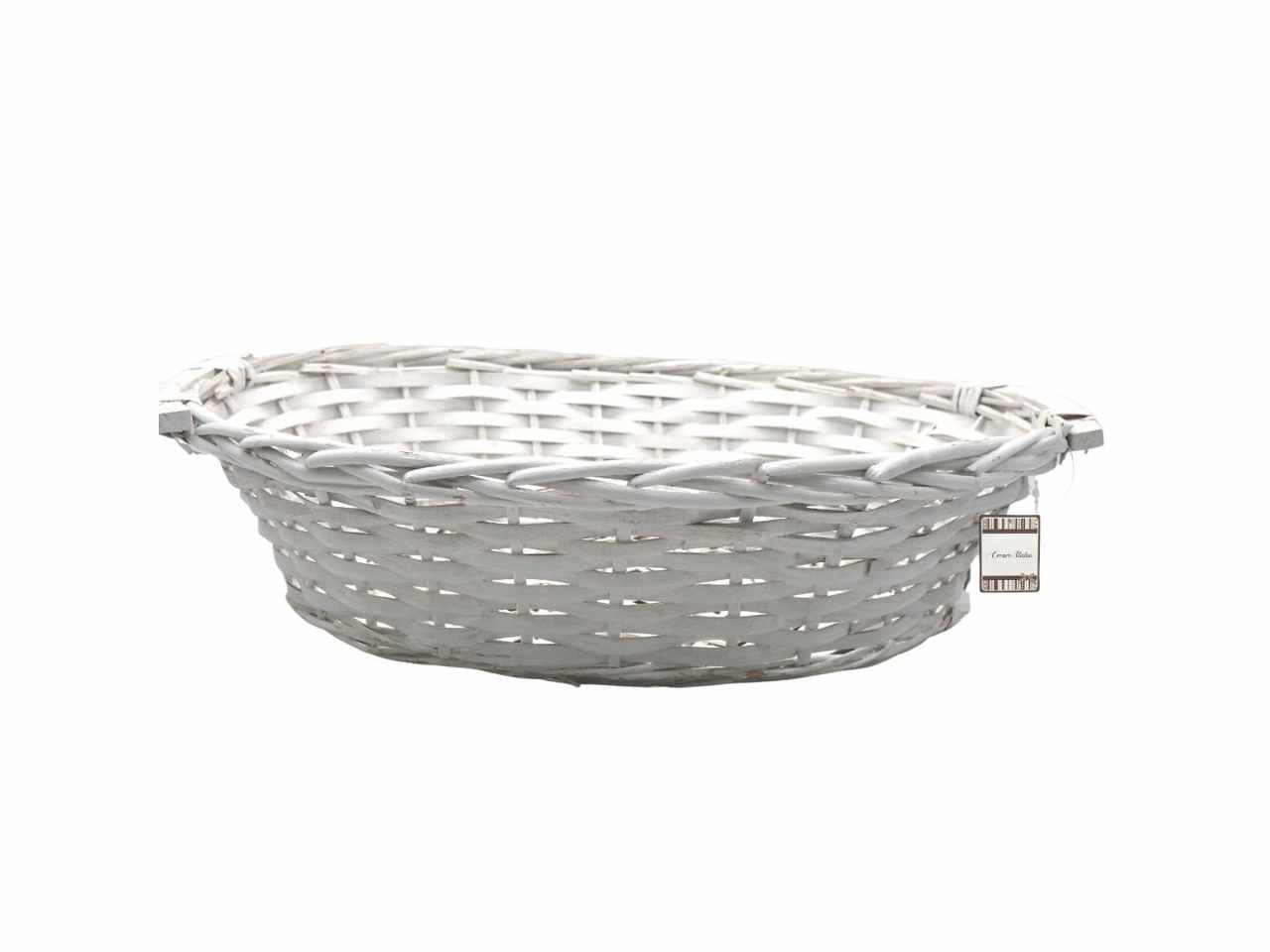 Cesto ovale legno bianco c/maniglie iii mis. 49x39/13cm