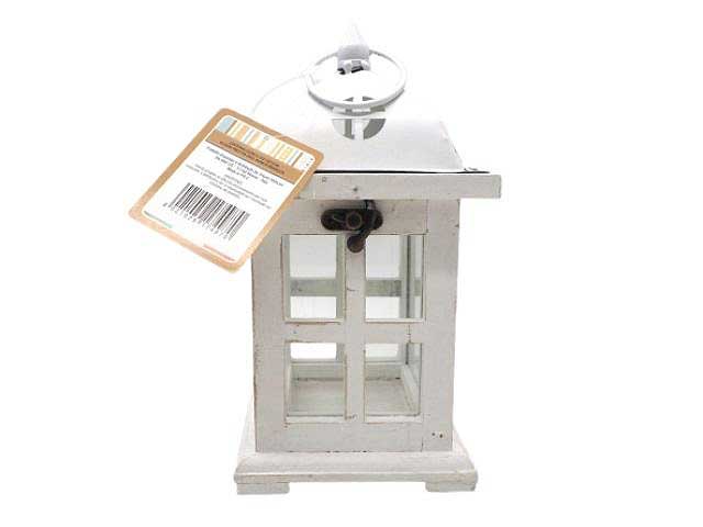 Lanterna legno h.22x12x12cm c7finestra bianca