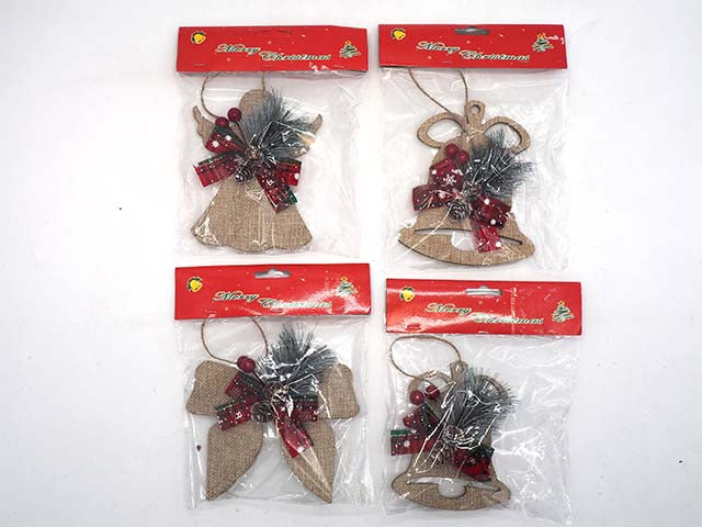 pendente natalizio soft con fiocco naturale 14/16cm