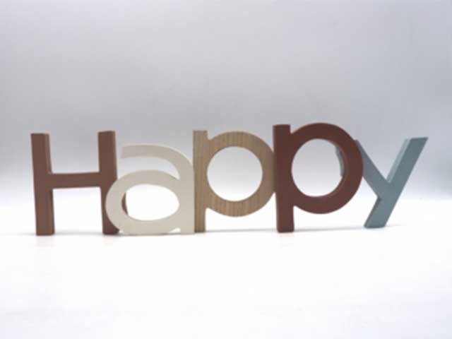 Scritta happy da tavolo h.12,6x4x49cm