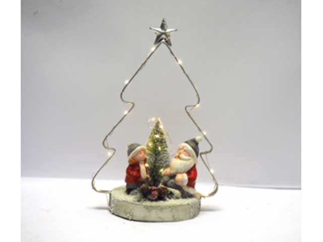 alberello natalizio con luci in metallo 28,8x18,6x13cm