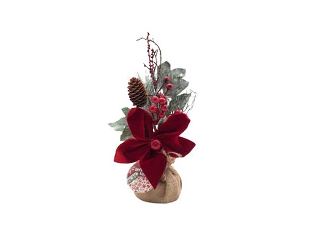 Stella di natale velluto c/bacche h28cm