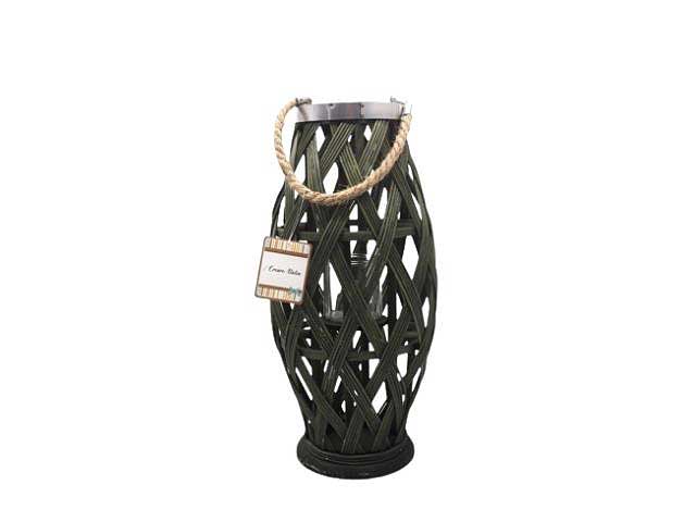 lanterna fascette verdi intrecciate h.45x21cm
