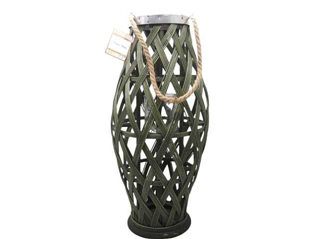 Lanterna fascette verdi intrecciate h.75xd.32cm