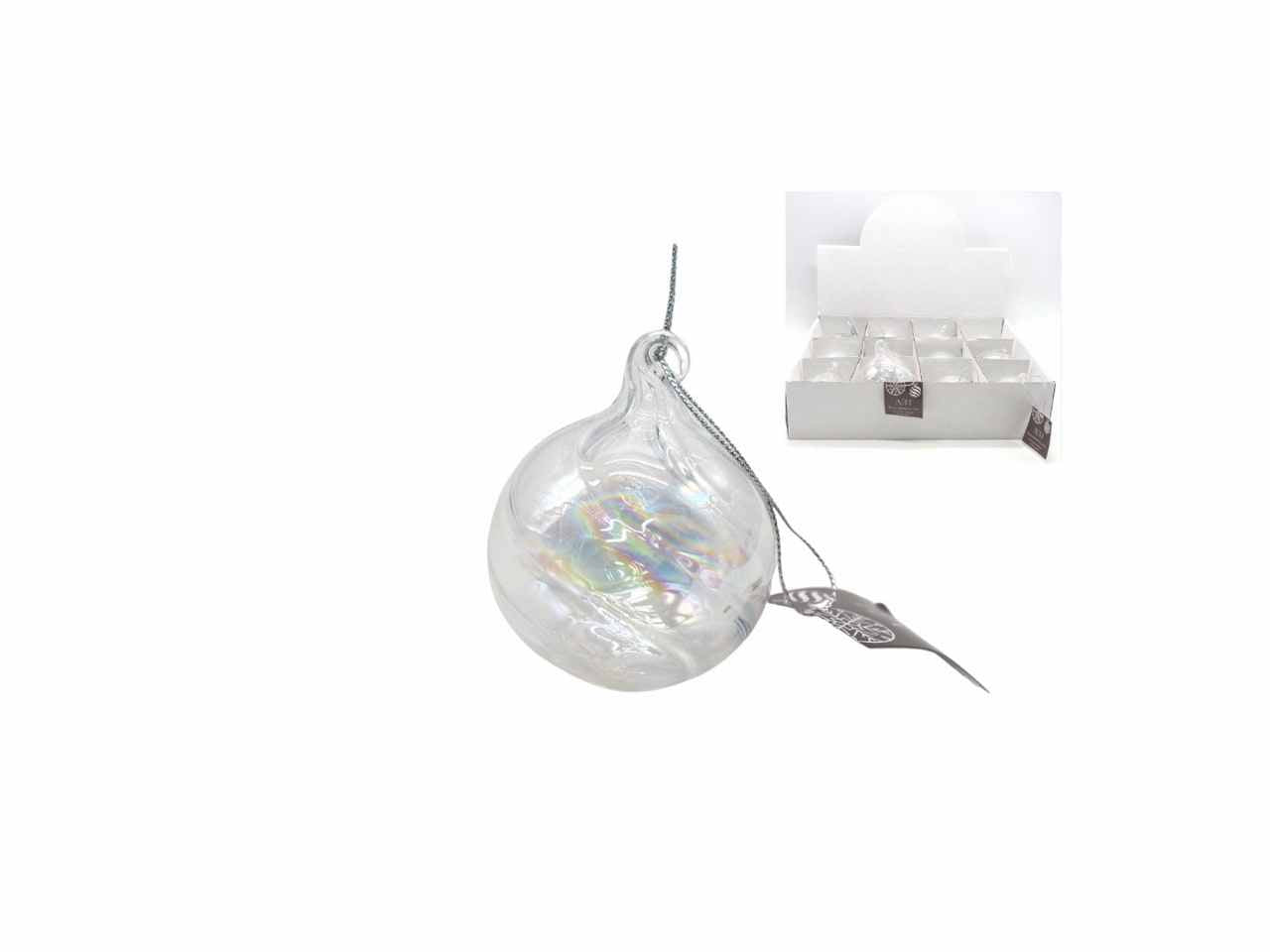 Palla vetro trasparente iridata d.6cm