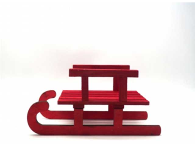 slitta legno 8/15x20x15cm rossa