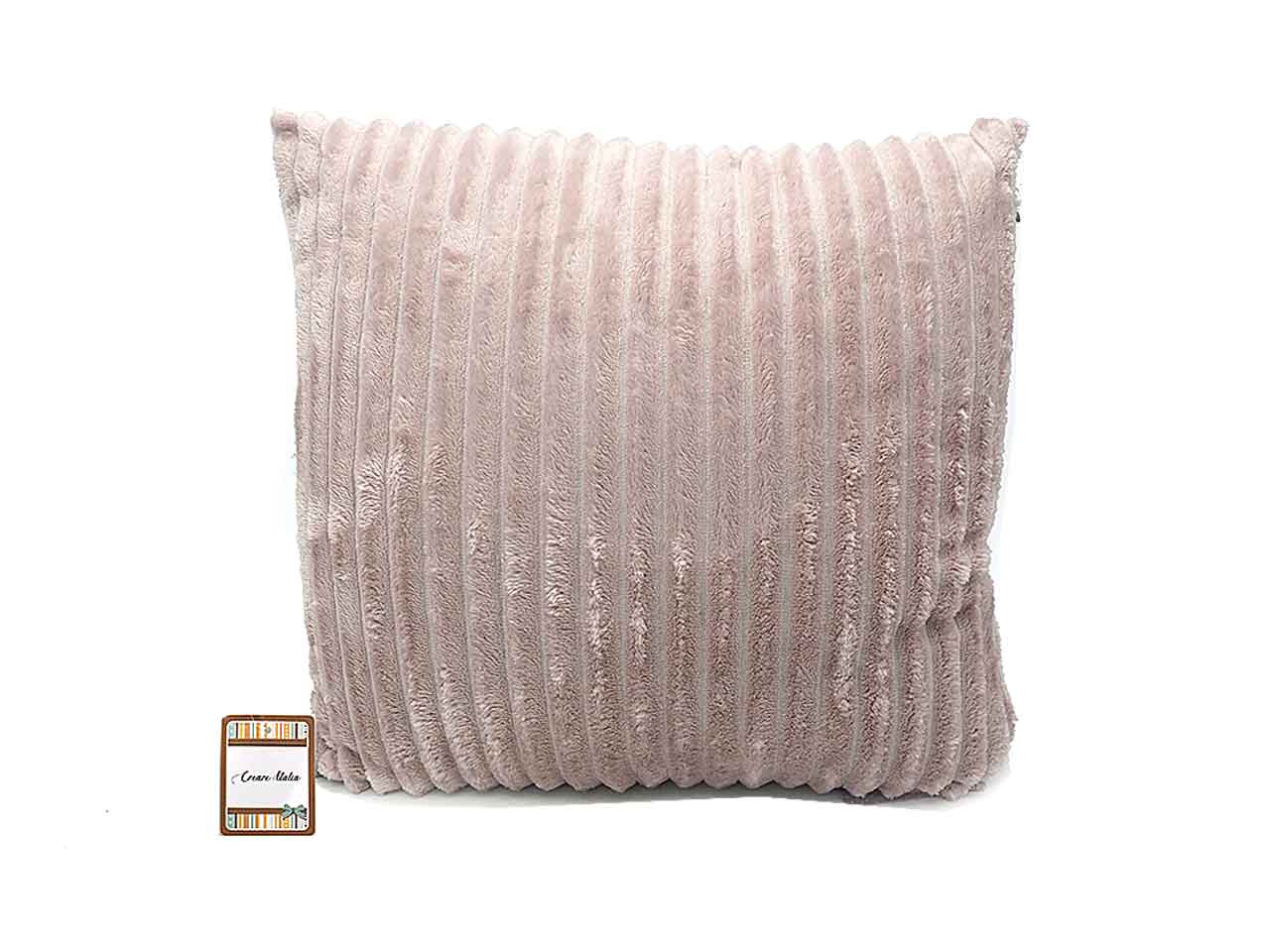 cuscino 40x40cm velluto rigato rosa antico