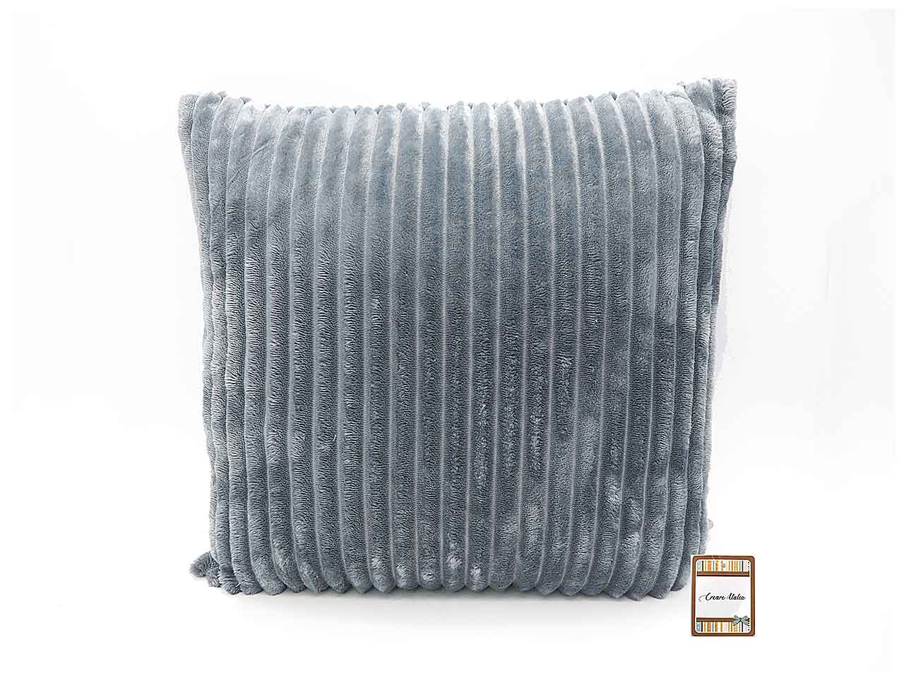 cuscino 40x40cm velluto rigato grigio