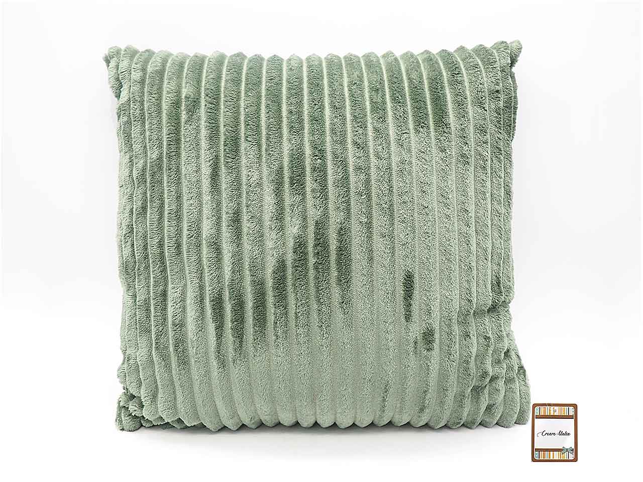 cuscino 40x40cm velluto rigato verde