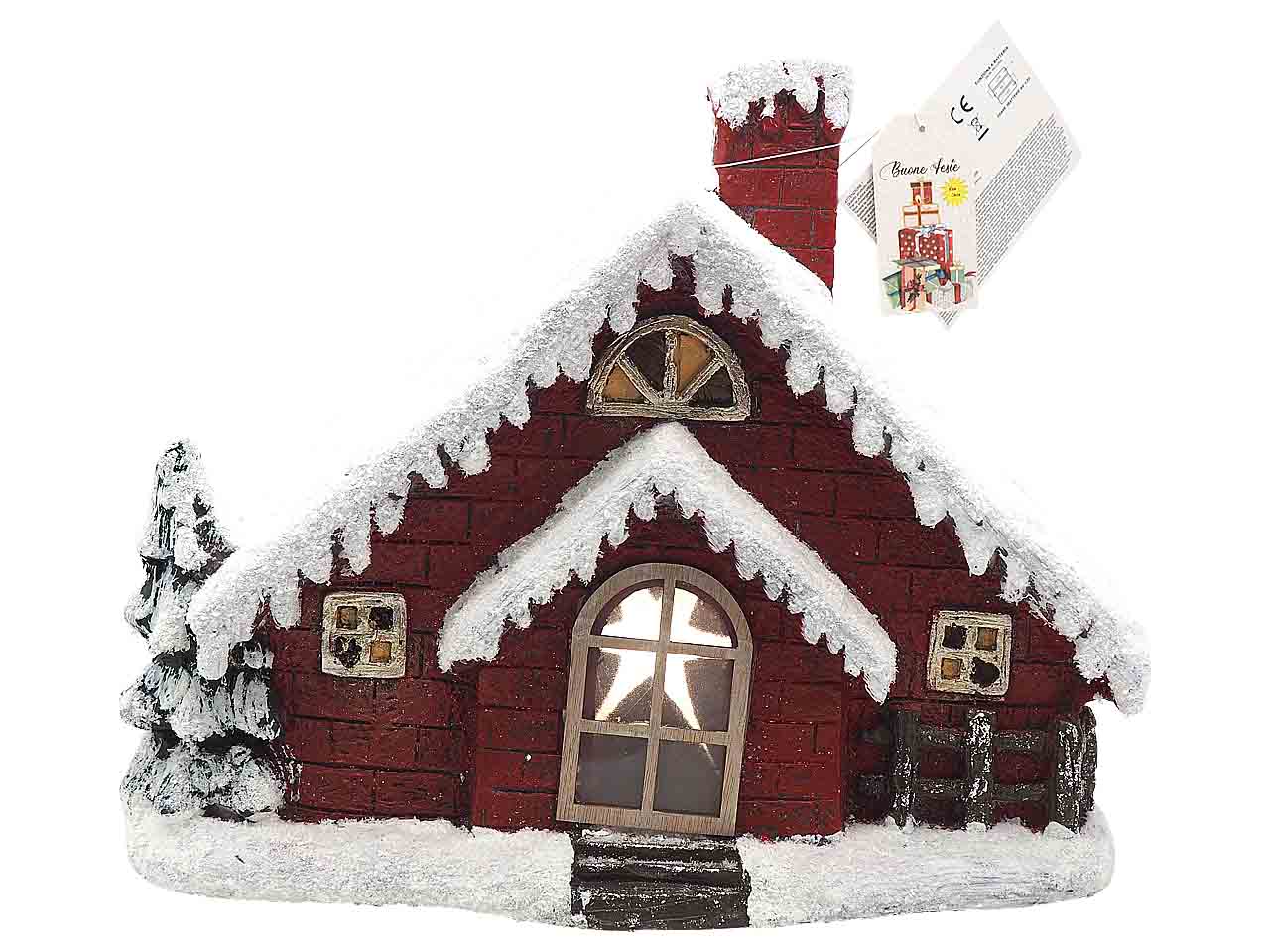 Casa con luce musica h.34x41x19cm rossa