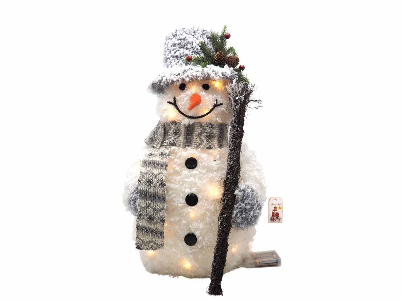 Pupazzo di neve 51x27x28 cm in tinsel c/20 luci led calde
