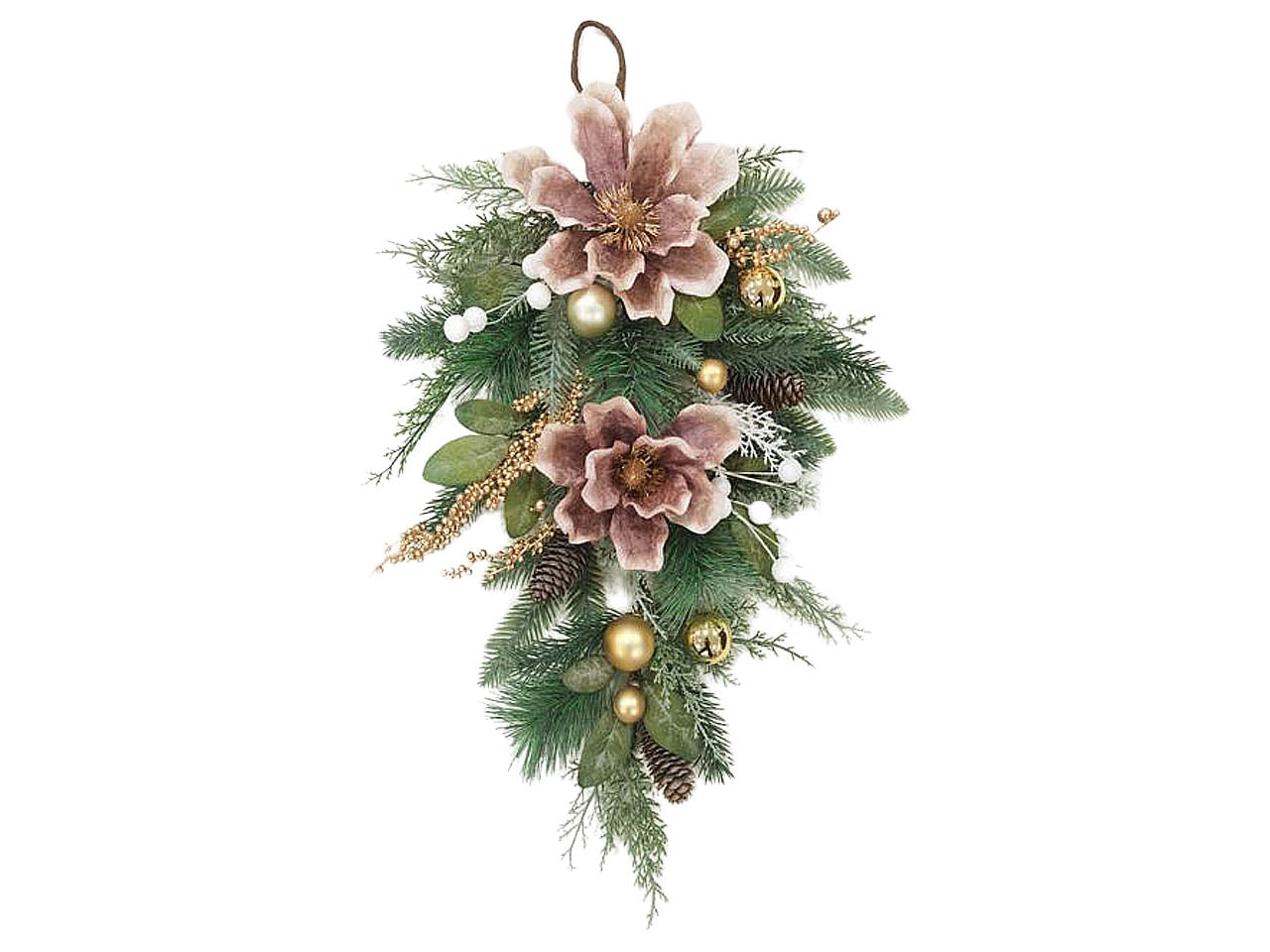Dietroporta 70cm con fiori con pigne rosa