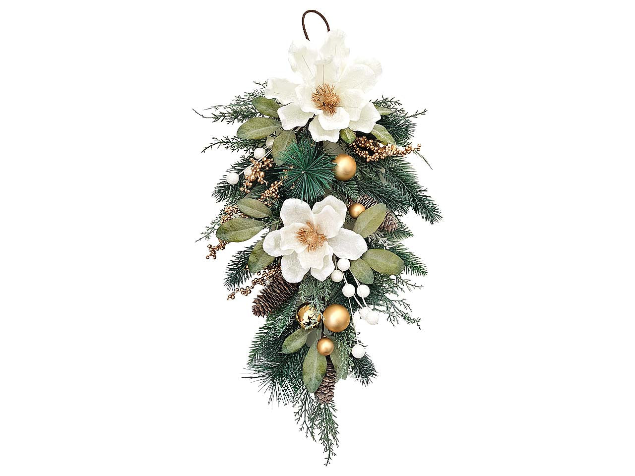 Dietroporta grappolo 70cm con fiori bianchi