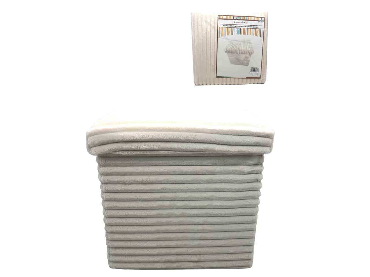 Pouf quadrato velinea rigato 35x35cm crema