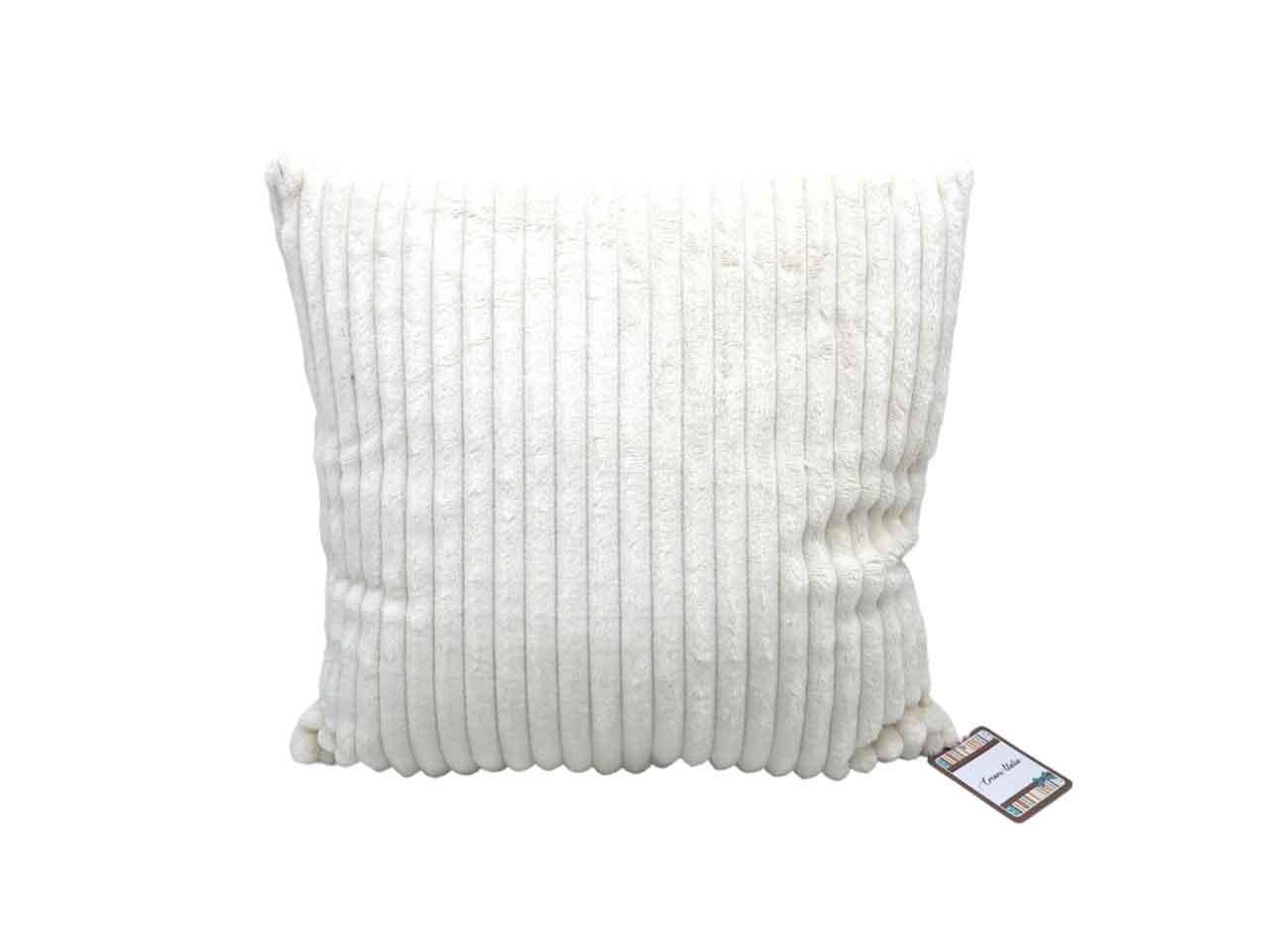 cuscino 40x40cm velluto rigato panna